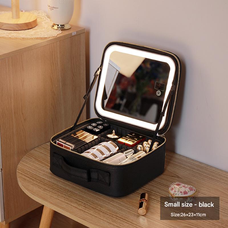 Travel Makeup Bag with LED Mirror
