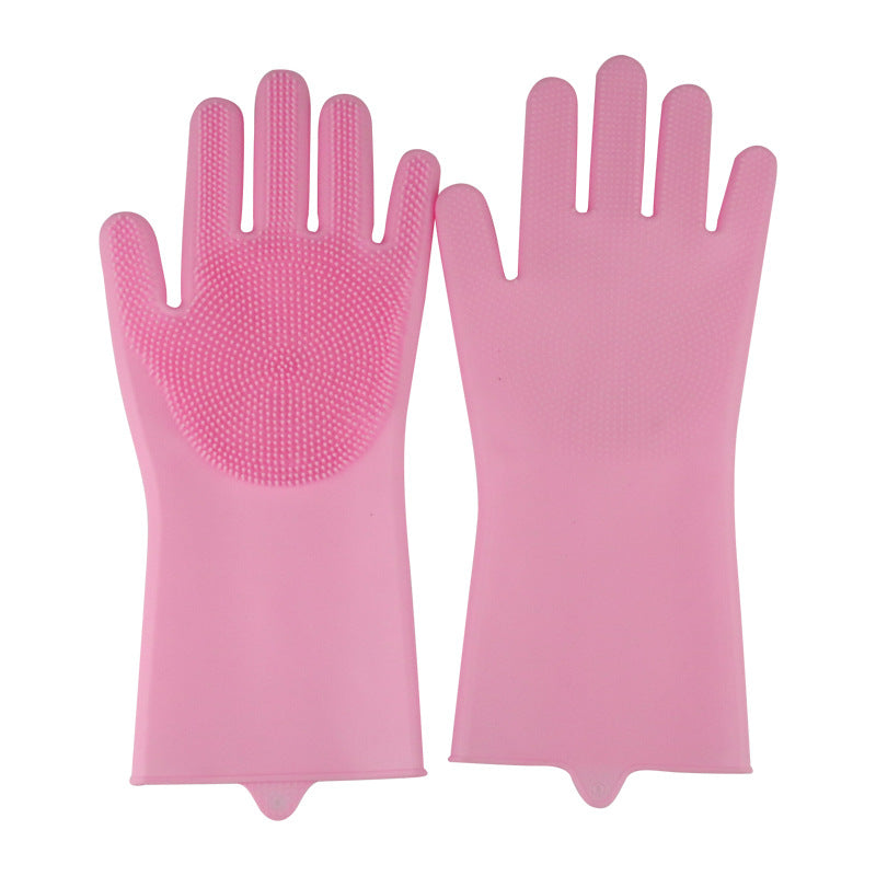 Reusable Silicone Dishwashing Gloves with Built-In Scrub Brush – Non-Slip Kitchen Cleaning Gloves for Household Chores