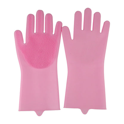 Reusable Silicone Dishwashing Gloves with Built-In Scrub Brush – Non-Slip Kitchen Cleaning Gloves for Household Chores