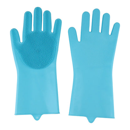 Reusable Silicone Dishwashing Gloves with Built-In Scrub Brush – Non-Slip Kitchen Cleaning Gloves for Household Chores