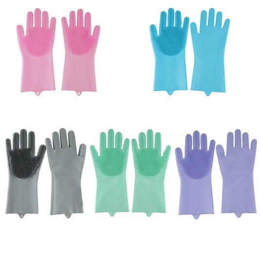 Reusable Silicone Dishwashing Gloves with Built-In Scrub Brush – Non-Slip Kitchen Cleaning Gloves for Household Chores