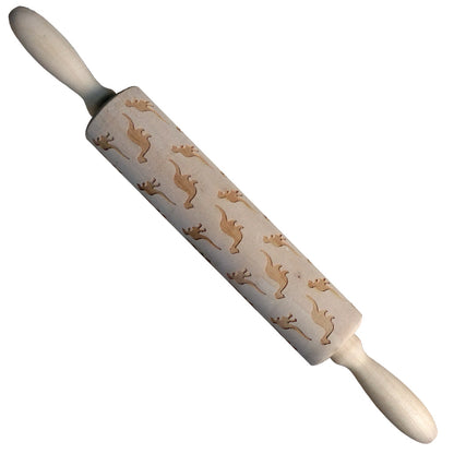 Christmas Elk Embossed Wooden Rolling Pin – Laser-Engraved Cookie Dough Roller for Festive Baking