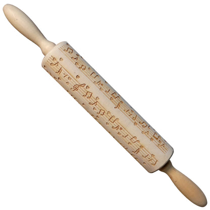 Christmas Elk Embossed Wooden Rolling Pin – Laser-Engraved Cookie Dough Roller for Festive Baking