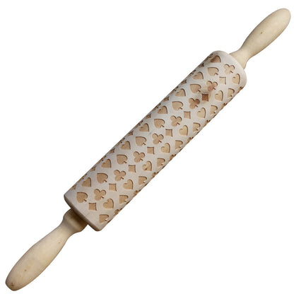 Christmas Elk Embossed Wooden Rolling Pin – Laser-Engraved Cookie Dough Roller for Festive Baking