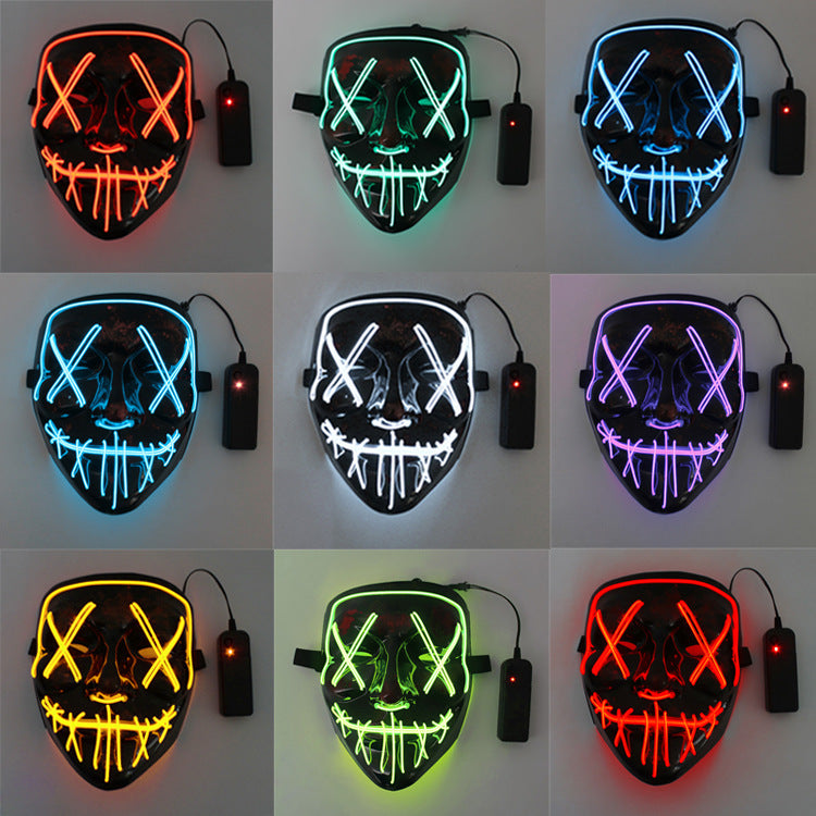 led luminous mask halloween dress up props EL luminous mask masquerade party cold light strip ghost mask