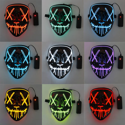 led luminous mask halloween dress up props EL luminous mask masquerade party cold light strip ghost mask