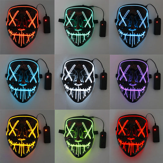 led luminous mask halloween dress up props EL luminous mask masquerade party cold light strip ghost mask