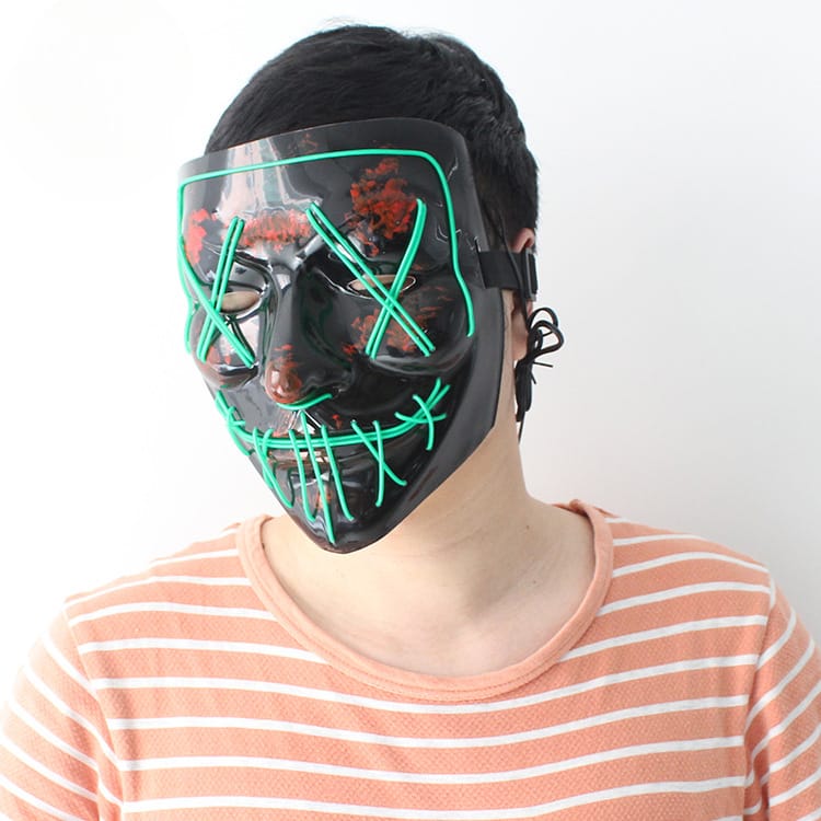 led luminous mask halloween dress up props EL luminous mask masquerade party cold light strip ghost mask