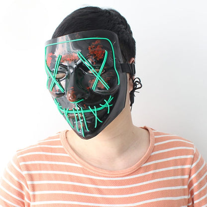 led luminous mask halloween dress up props EL luminous mask masquerade party cold light strip ghost mask