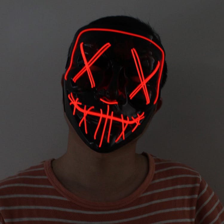 led luminous mask halloween dress up props EL luminous mask masquerade party cold light strip ghost mask