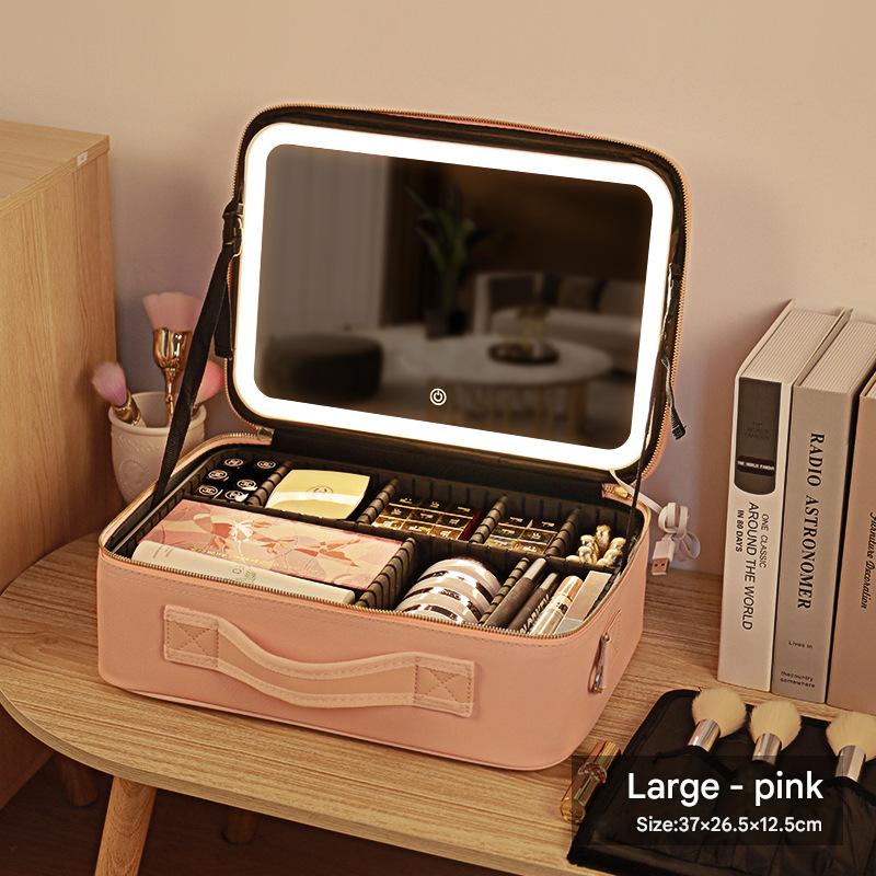 Travel Makeup Bag with LED Mirror
