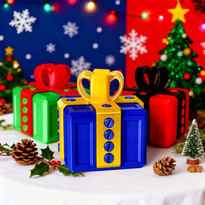 Annoying Gift Box 6 cm – Funny 3D-Printed Christmas Prank Gift and Novelty Toy in Red and Blue