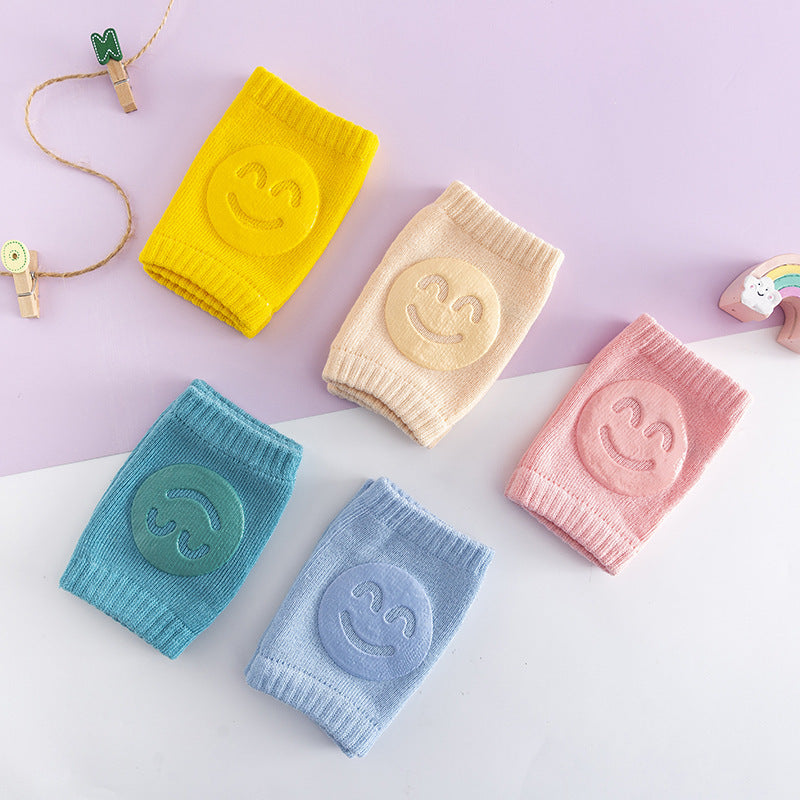 Smiley Face Baby Knee Pads & Elbow Pads – Non-Slip Cotton Crawling Toddler Knee Pads for Summer