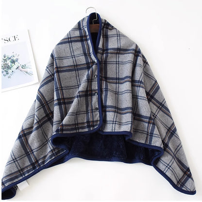 Aisrou Buckled Shawl Blanket  – Soft Thick Cape Blanket for Office, Dormitory, Lunch Breaks and All Seasons