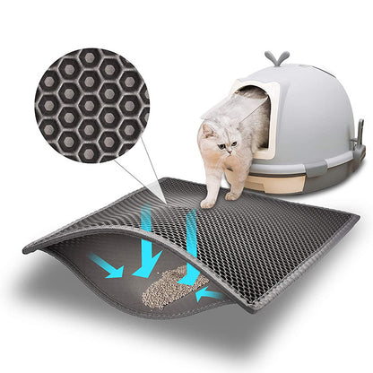 Large Double-Layer EVA Washable Cat Litter Mat – Anti-Leak Splash Pad & Filter Mat for Cats