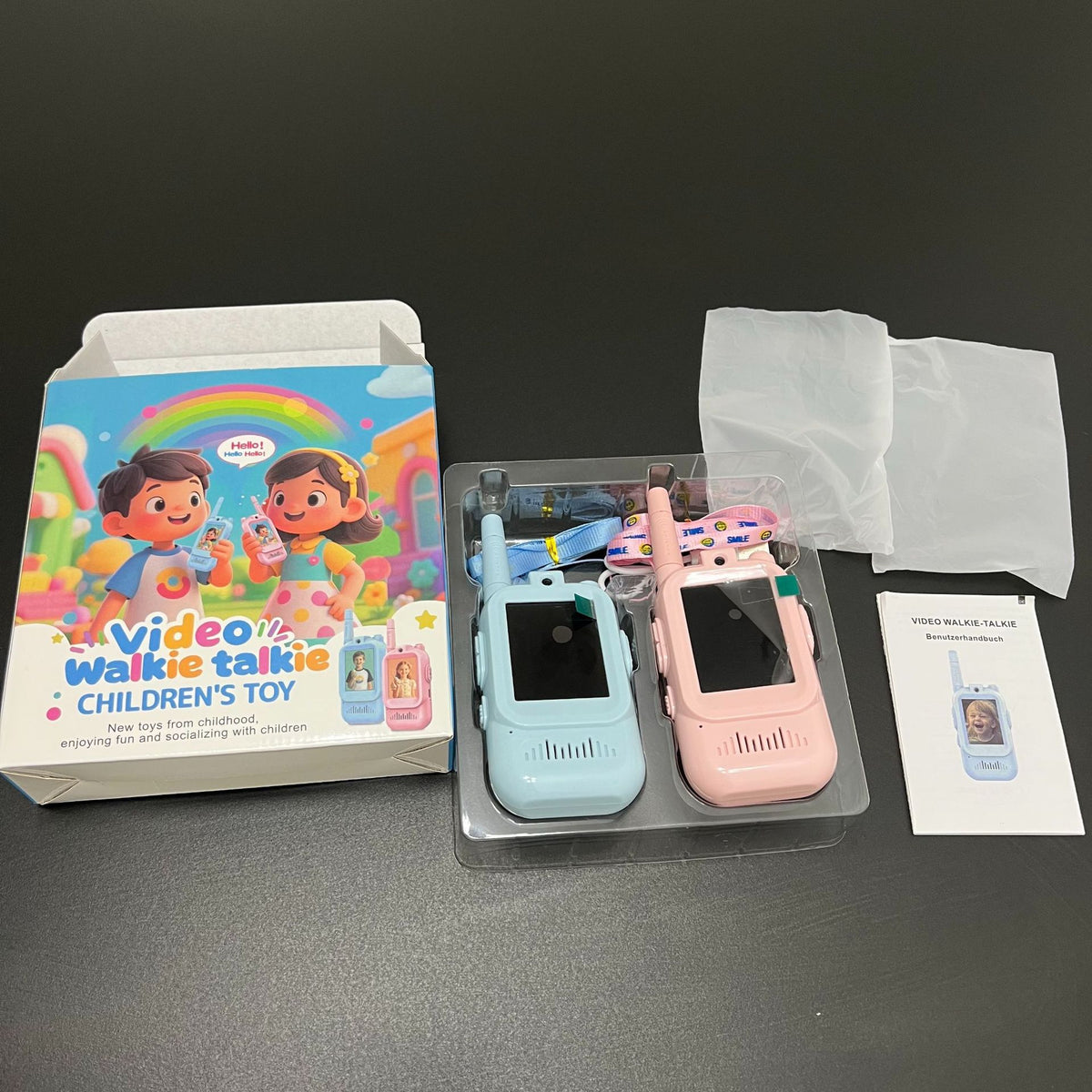 Pink Children’s Video Intercom Walkie-Talkie Set – 2.4GHz Parent-Child Outdoor Video Communication Toy with Display Screen and USB Rechargeable Battery