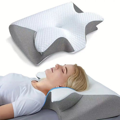 Butterfly Memory Foam Cervical Pillow – Slow-Rebound Neck Support Pillow with Pillowcase for Side and Back Sleepers