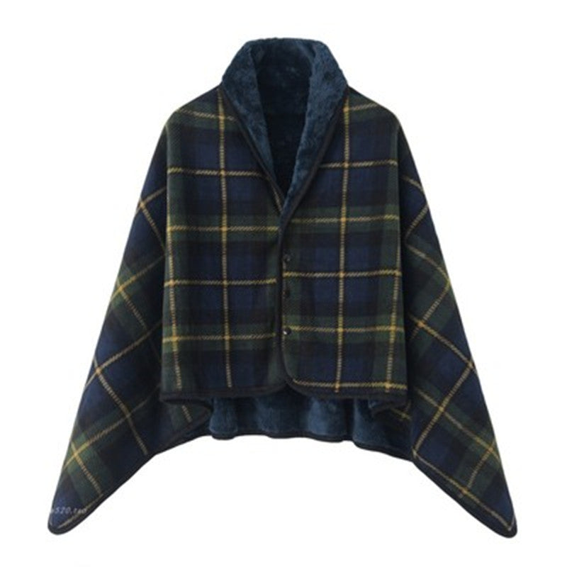 Aisrou Buckled Shawl Blanket  – Soft Thick Cape Blanket for Office, Dormitory, Lunch Breaks and All Seasons