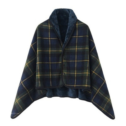 Aisrou Buckled Shawl Blanket  – Soft Thick Cape Blanket for Office, Dormitory, Lunch Breaks and All Seasons