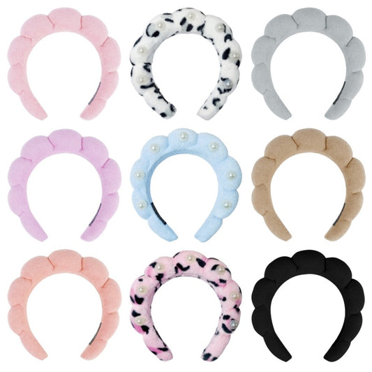 Cloud Sponge Spa Headband for Women – Soft Hair Band and Hair Tie Set for Face Washing, Makeup Removal and Bathing