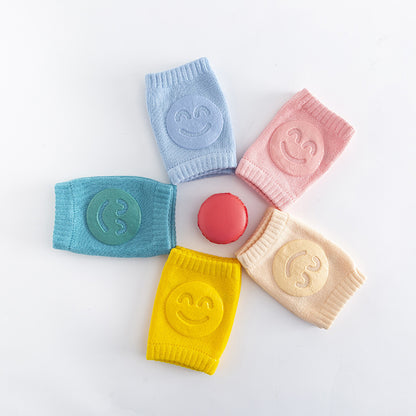 Smiley Face Baby Knee Pads & Elbow Pads – Non-Slip Cotton Crawling Toddler Knee Pads for Summer