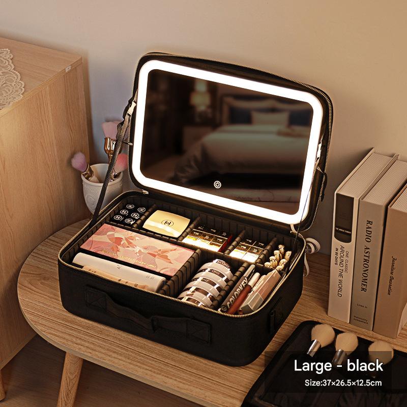 Travel Makeup Bag with LED Mirror