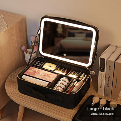 Travel Makeup Bag with LED Mirror