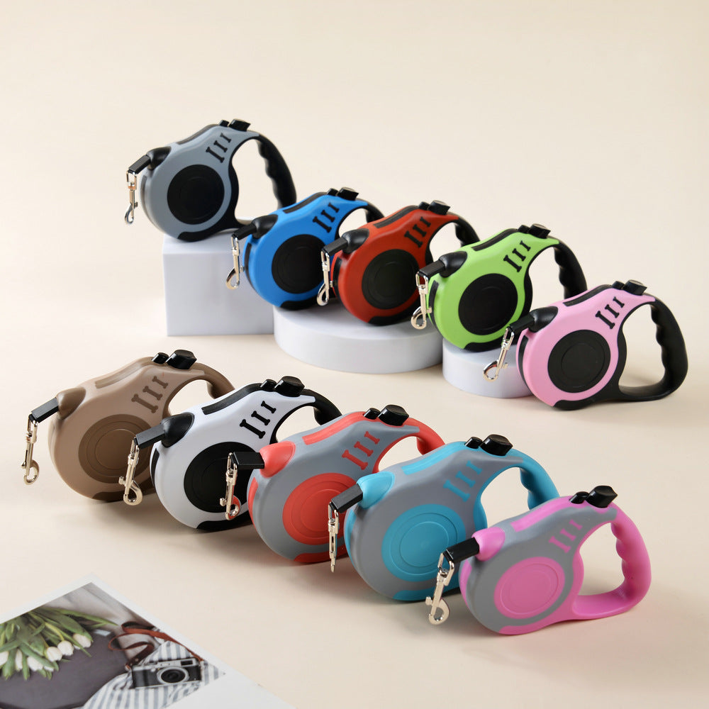 Automatic Retractable Dog Leash – 3M/5M Nylon Pet Walking Leash with Bone-Design Handle (Coffee)