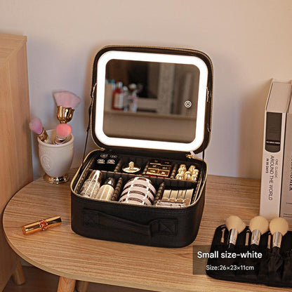 Travel Makeup Bag with LED Mirror