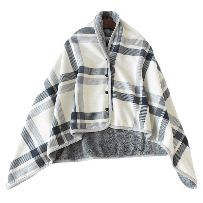 Aisrou Buckled Shawl Blanket  – Soft Thick Cape Blanket for Office, Dormitory, Lunch Breaks and All Seasons