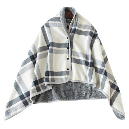 Aisrou Buckled Shawl Blanket  – Soft Thick Cape Blanket for Office, Dormitory, Lunch Breaks and All Seasons