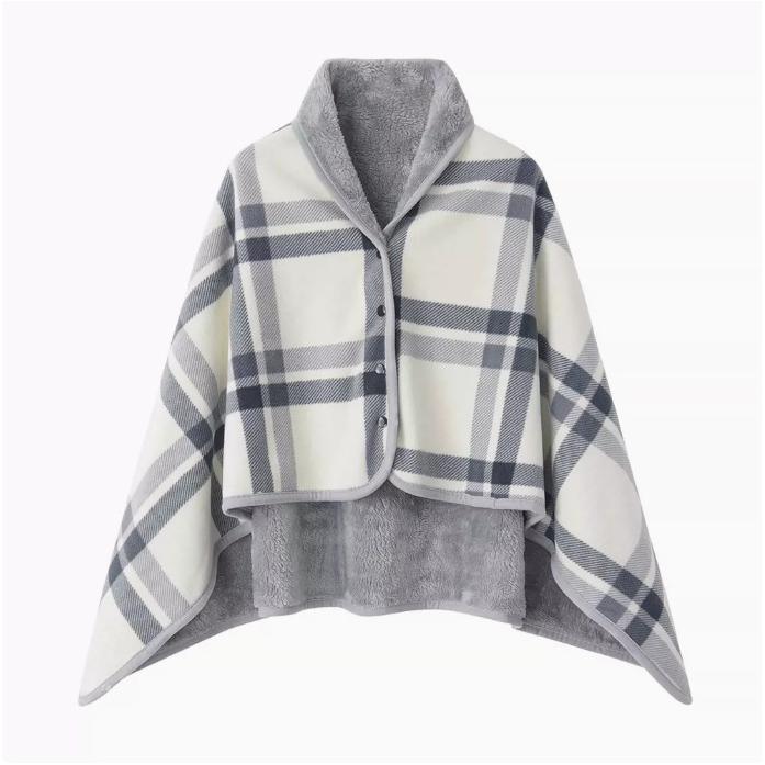 Aisrou Buckled Shawl Blanket  – Soft Thick Cape Blanket for Office, Dormitory, Lunch Breaks and All Seasons