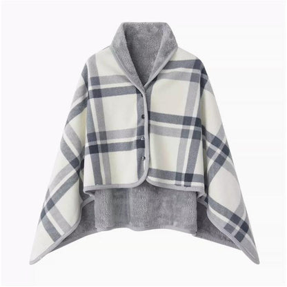 Aisrou Buckled Shawl Blanket  – Soft Thick Cape Blanket for Office, Dormitory, Lunch Breaks and All Seasons