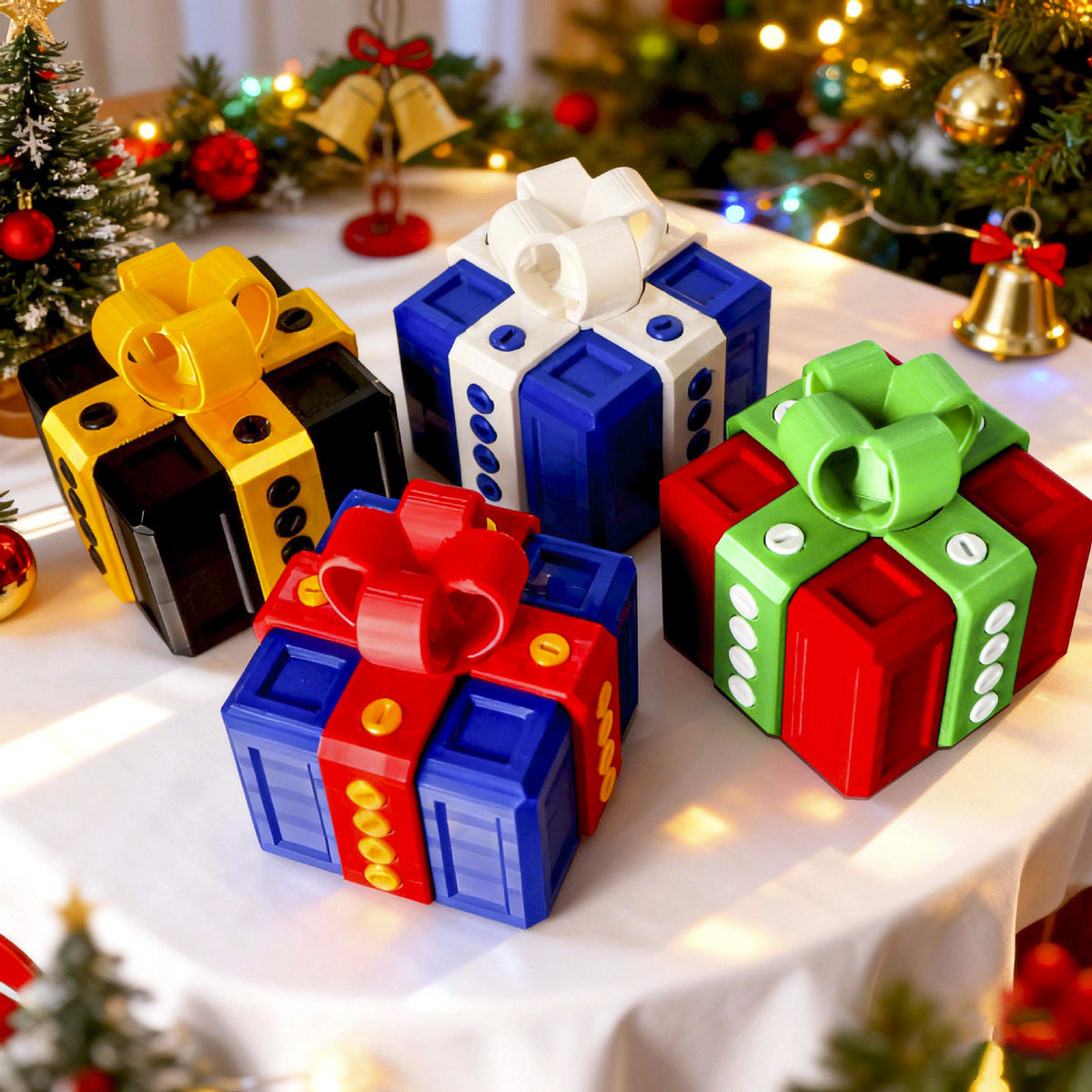 Annoying Gift Box 6 cm – Funny 3D-Printed Christmas Prank Gift and Novelty Toy in Red and Blue