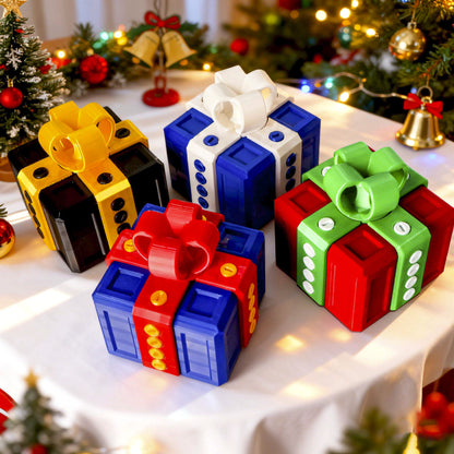 Annoying Gift Box 6 cm – Funny 3D-Printed Christmas Prank Gift and Novelty Toy in Red and Blue