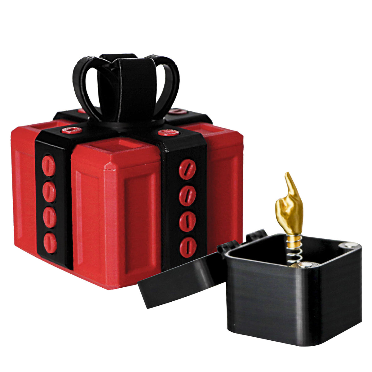 Annoying Gift Box 6 cm – Funny 3D-Printed Christmas Prank Gift and Novelty Toy in Red and Blue