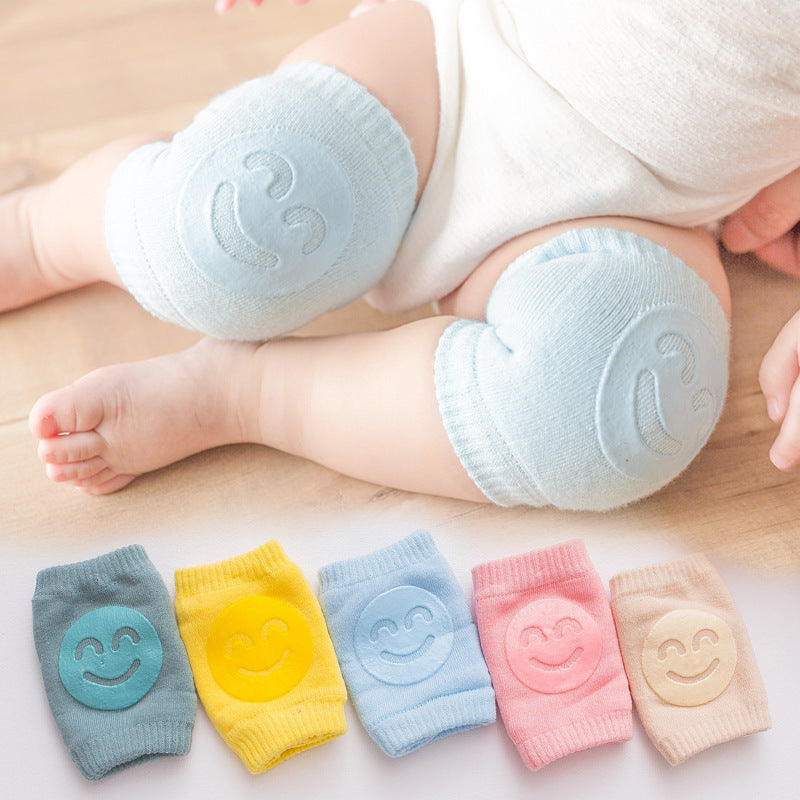 Smiley Face Baby Knee Pads & Elbow Pads – Non-Slip Cotton Crawling Toddler Knee Pads for Summer