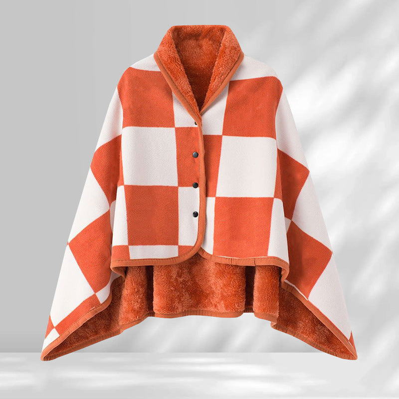 Aisrou Buckled Shawl Blanket  – Soft Thick Cape Blanket for Office, Dormitory, Lunch Breaks and All Seasons
