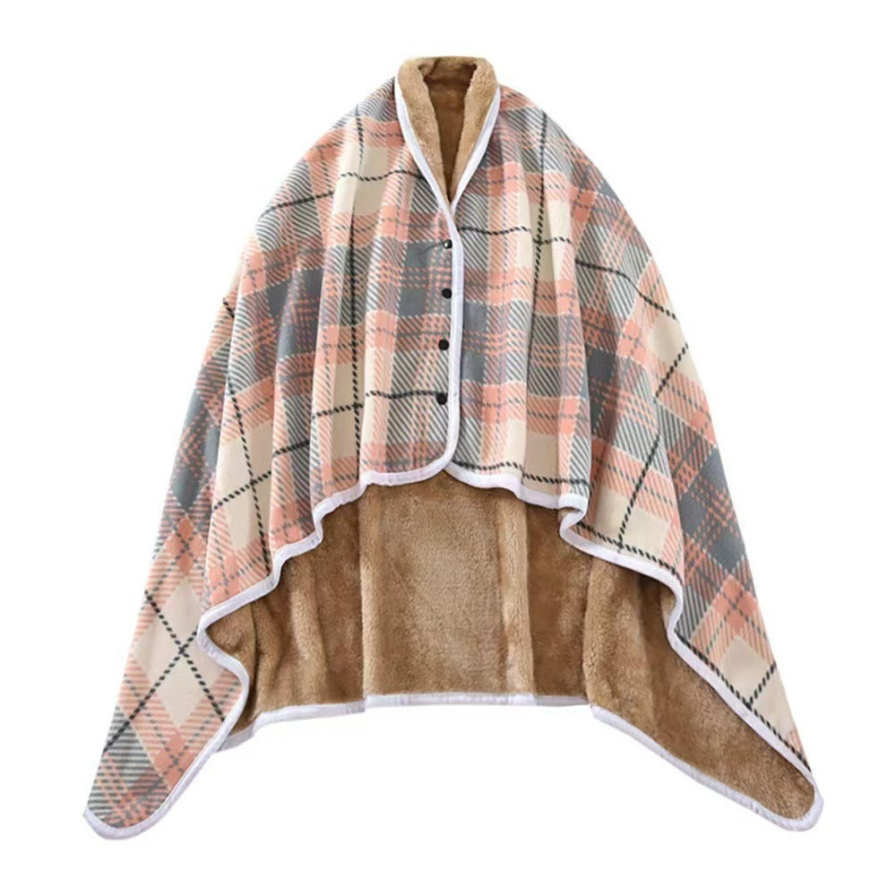 Aisrou Buckled Shawl Blanket  – Soft Thick Cape Blanket for Office, Dormitory, Lunch Breaks and All Seasons