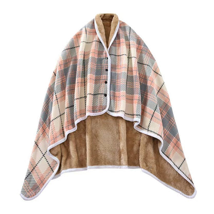 Aisrou Buckled Shawl Blanket  – Soft Thick Cape Blanket for Office, Dormitory, Lunch Breaks and All Seasons
