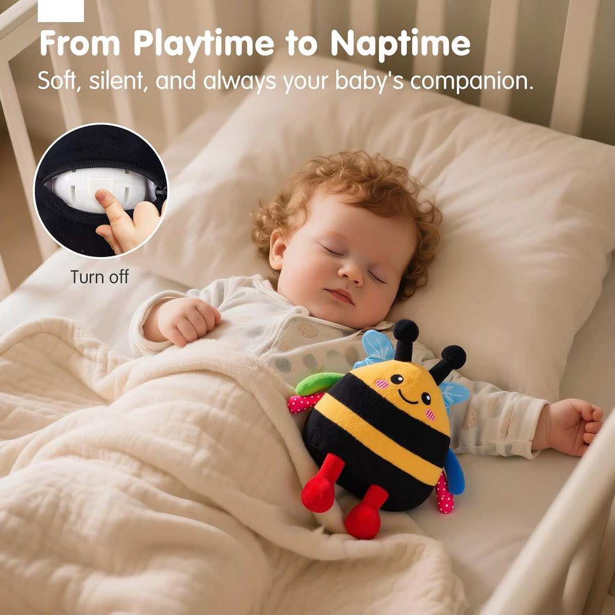 Buzzy Bee Baby Rattle Toy – Soft Plush Vibrating Bee with Music & Buzzing Sounds for Ages 6-12 Months