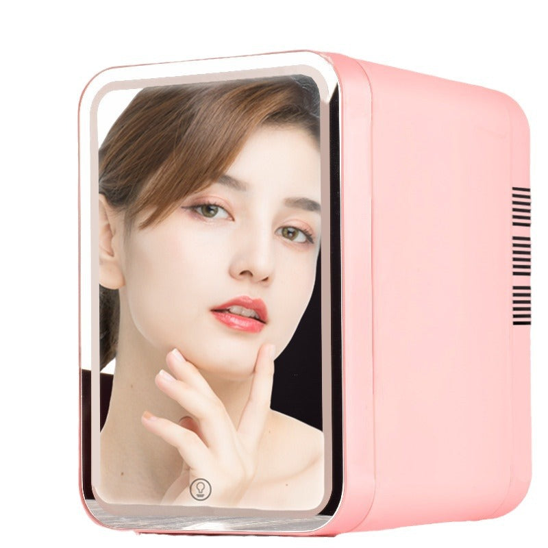 6L Portable Car Refrigerator Cooler and Warmer – 12V/220V Mini Beauty Fridge with Mirror Design for Drinks, Cosmetics, Travel and Home Use