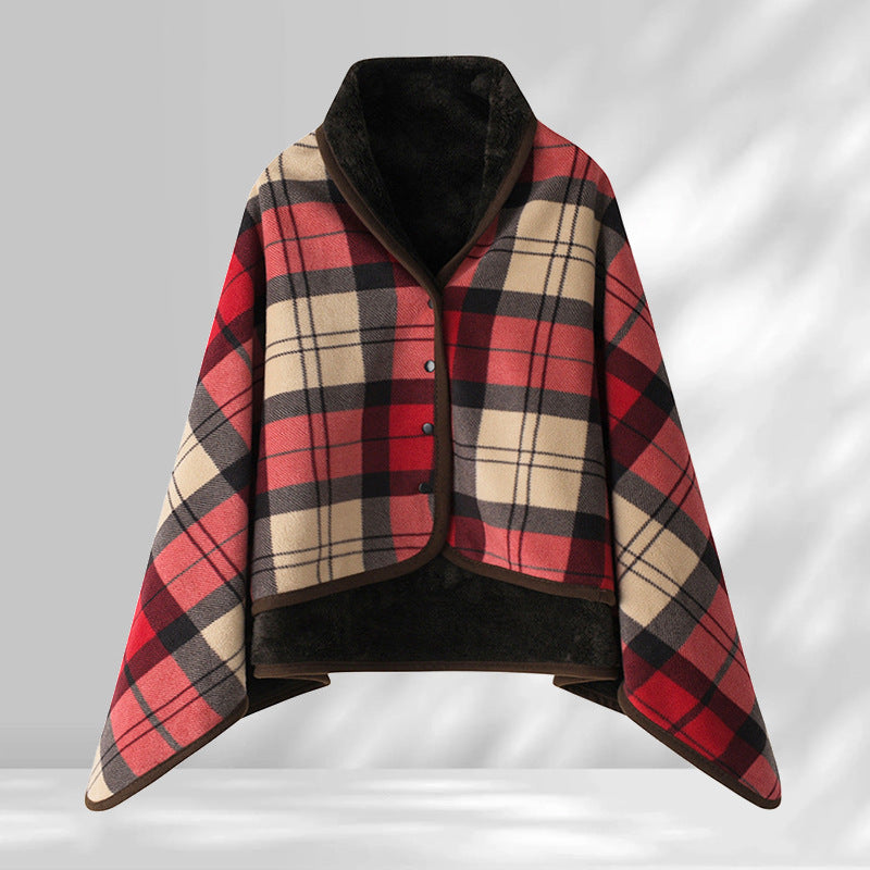 Aisrou Buckled Shawl Blanket  – Soft Thick Cape Blanket for Office, Dormitory, Lunch Breaks and All Seasons