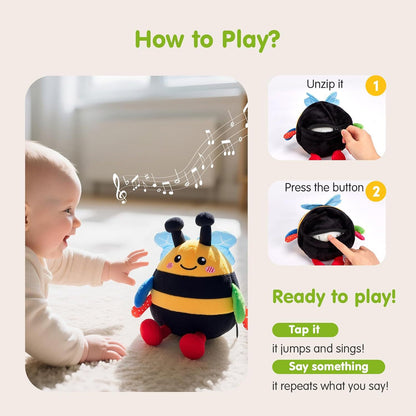 Buzzy Bee Baby Rattle Toy – Soft Plush Vibrating Bee with Music & Buzzing Sounds for Ages 6-12 Months