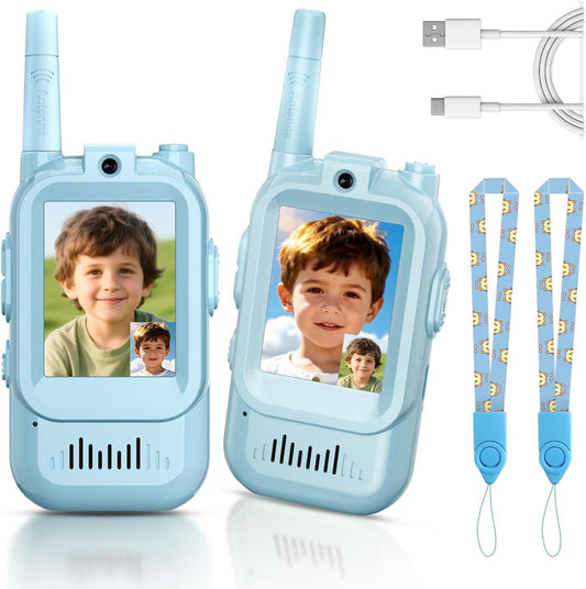 Pink Children’s Video Intercom Walkie-Talkie Set – 2.4GHz Parent-Child Outdoor Video Communication Toy with Display Screen and USB Rechargeable Battery