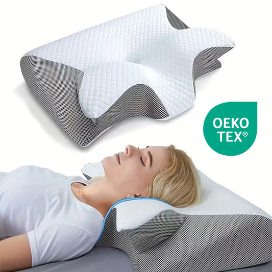 Butterfly Memory Foam Cervical Pillow – Slow-Rebound Neck Support Pillow with Pillowcase for Side and Back Sleepers