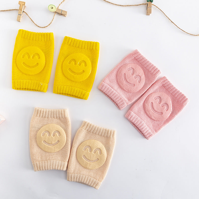 Smiley Face Baby Knee Pads & Elbow Pads – Non-Slip Cotton Crawling Toddler Knee Pads for Summer