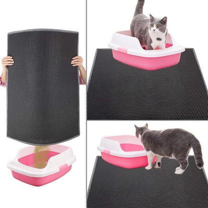 Large Double-Layer EVA Washable Cat Litter Mat – Anti-Leak Splash Pad & Filter Mat for Cats
