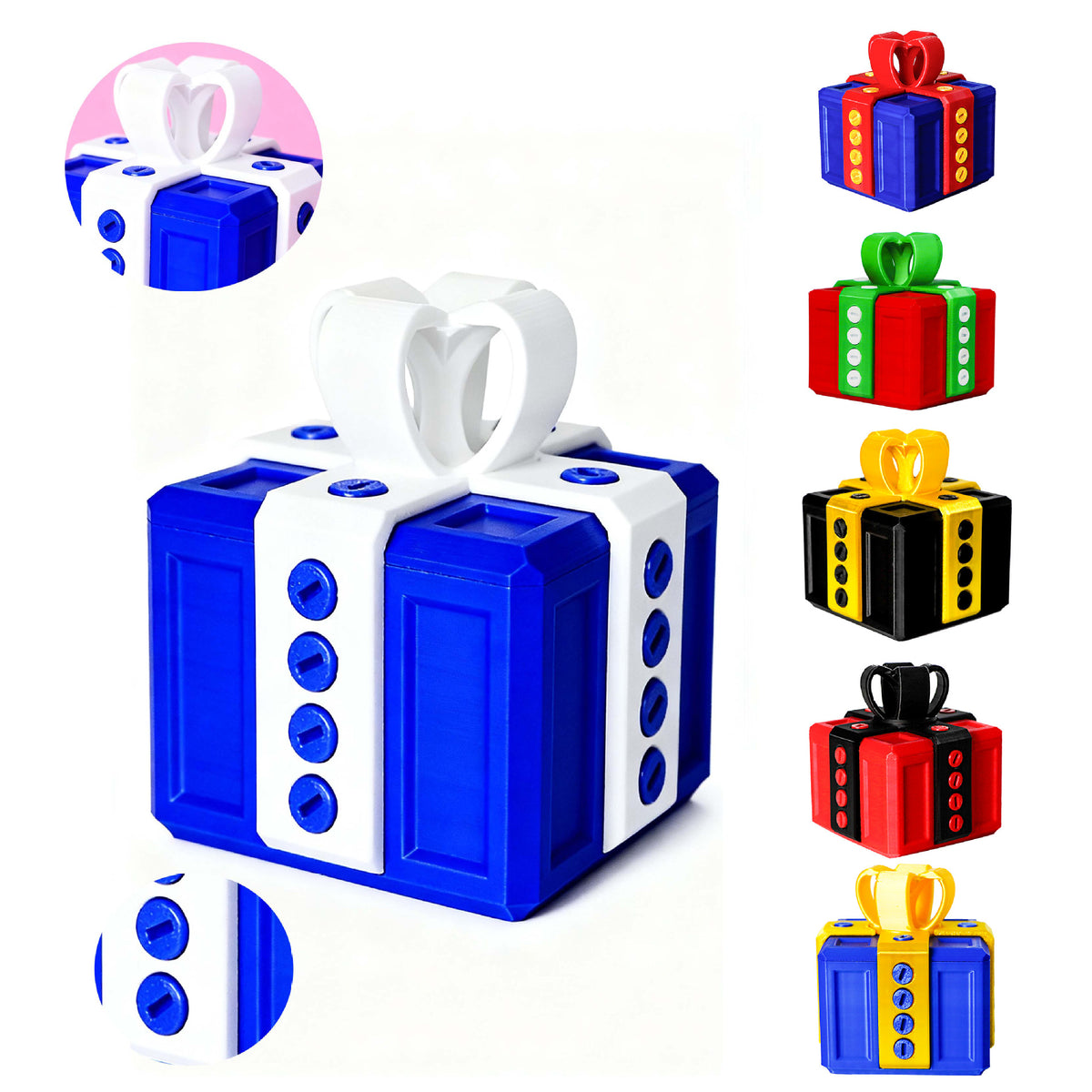 Annoying Gift Box 6 cm – Funny 3D-Printed Christmas Prank Gift and Novelty Toy in Red and Blue