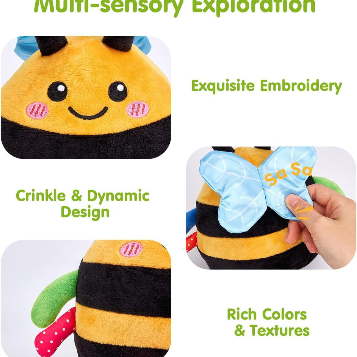 Buzzy Bee Baby Rattle Toy – Soft Plush Vibrating Bee with Music & Buzzing Sounds for Ages 6-12 Months